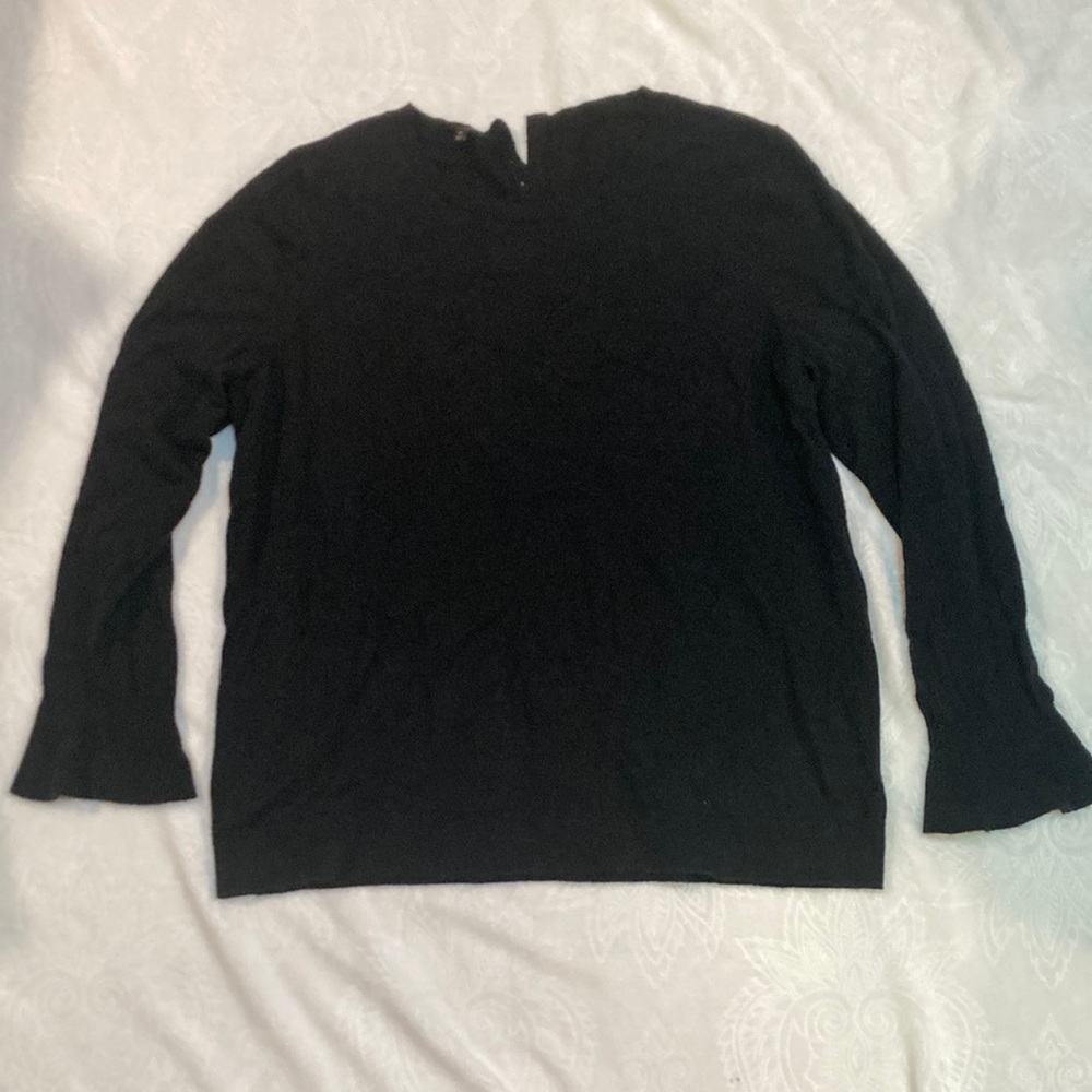 Talbots Black Long Sleeve Shirt Flair Cuff 2x